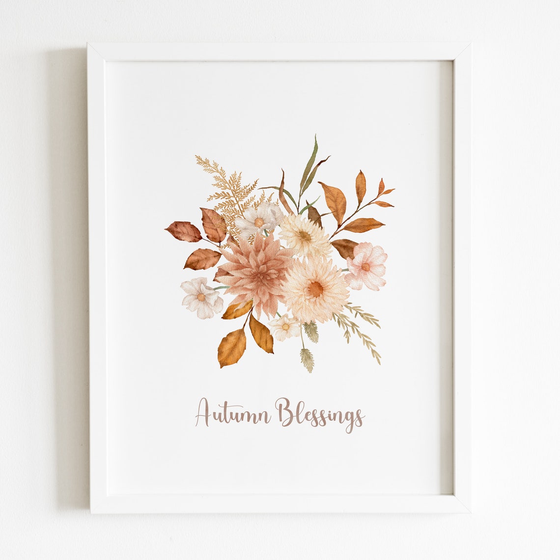 Autumn Blessings Warm Rust Floral Bouquet Thanksgiving Fall Wall Art - Image 5