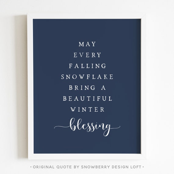 Winter Blessing Quote Minimalist Christmas Art Print