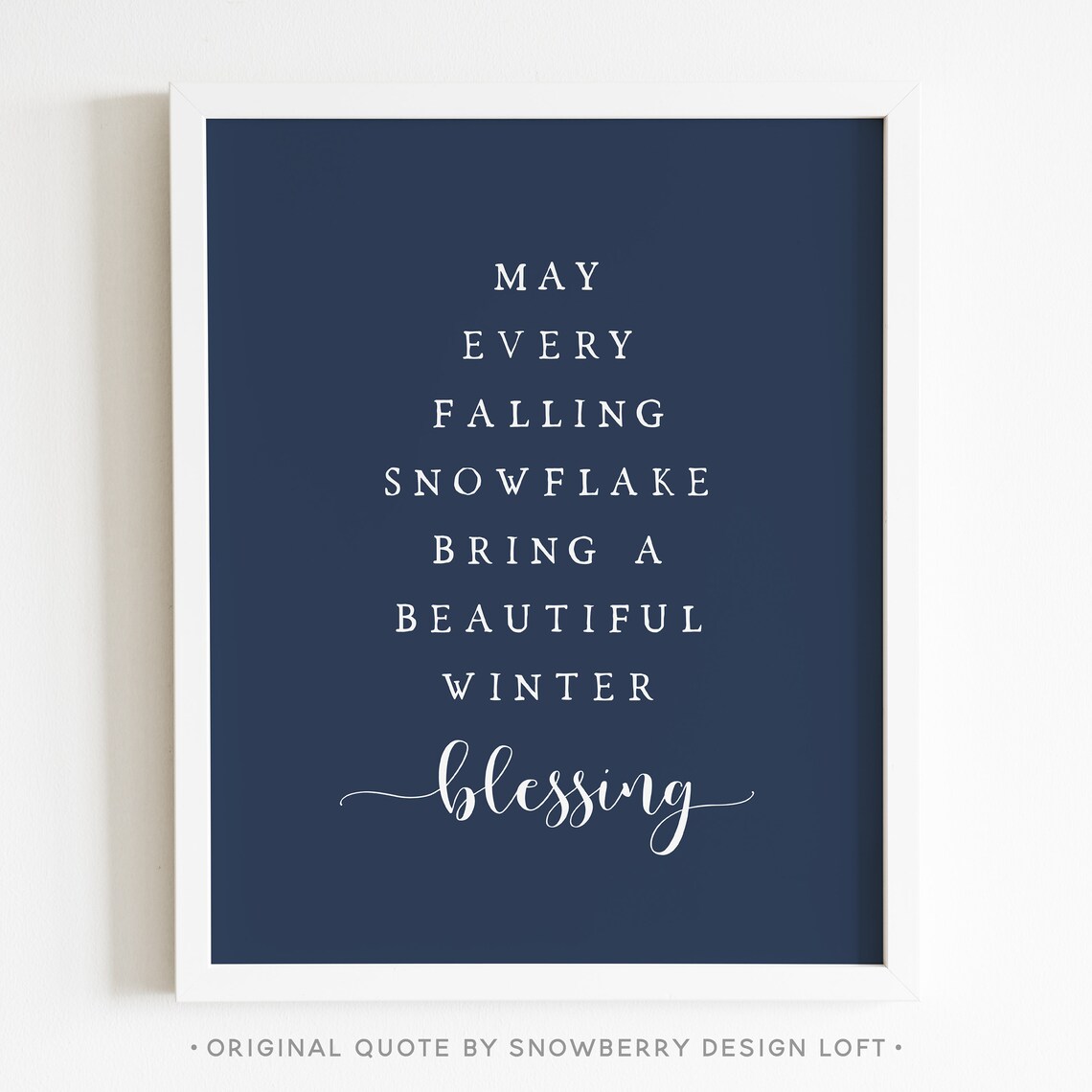 Winter Blessing Quote Minimalist Christmas Art Print