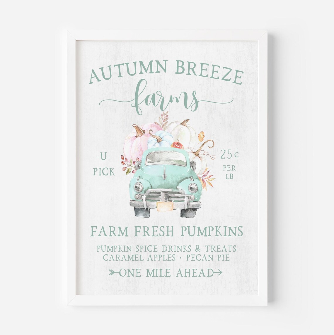 Pastel Pumpkin Truck Fall Farmhouse Art Print - Image 4