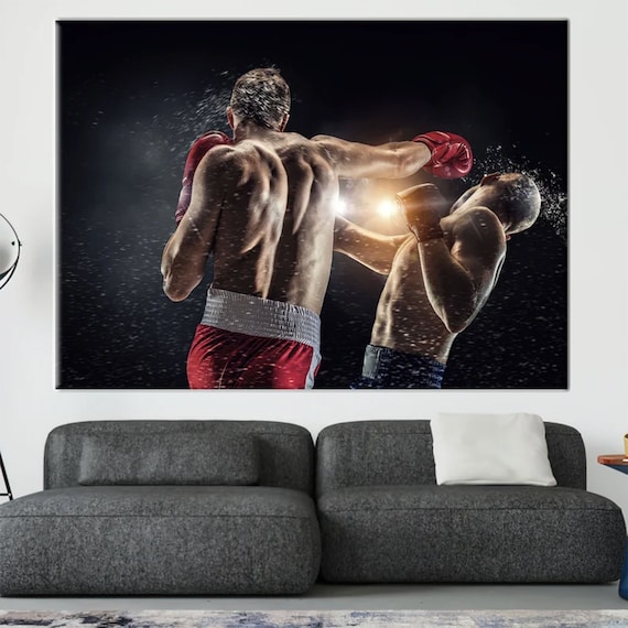 Boxer Knockout Punch Dramatic Dark Ring Moment Sports Poster