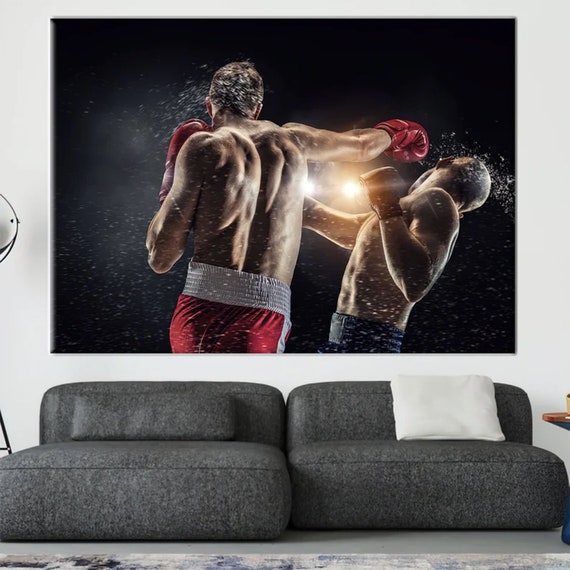 Motivational Canvas Boxing Poster Gym Man Cave Art Motivation Knock Down Knockout Wall Decor