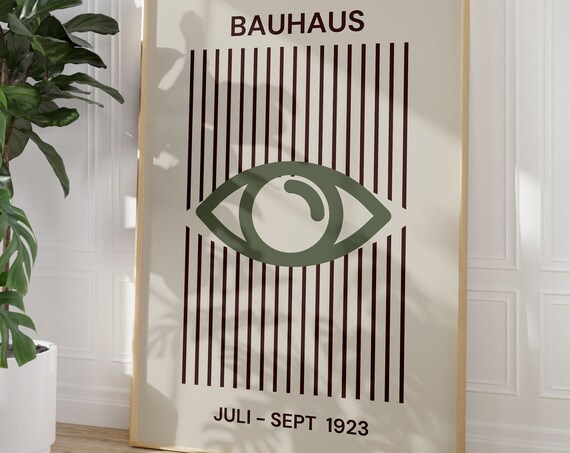 Bauhaus Green Eye Poster 1923 Striped Minimalist Mid Century Exhibition Decor