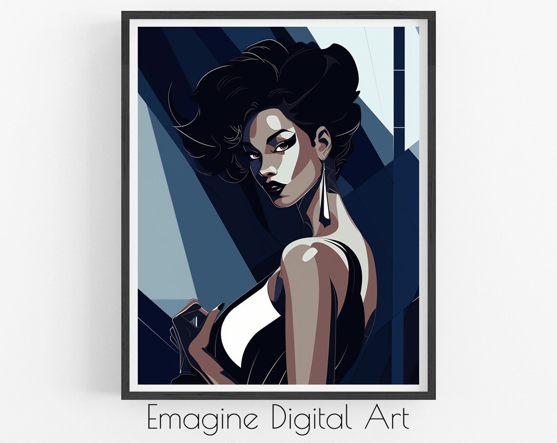 1980s Pop Woman Glam Portrait Bold Geometric Retro Style Poster