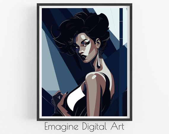 1980s Pop Woman Glam Portrait Bold Geometric Retro Style Poster