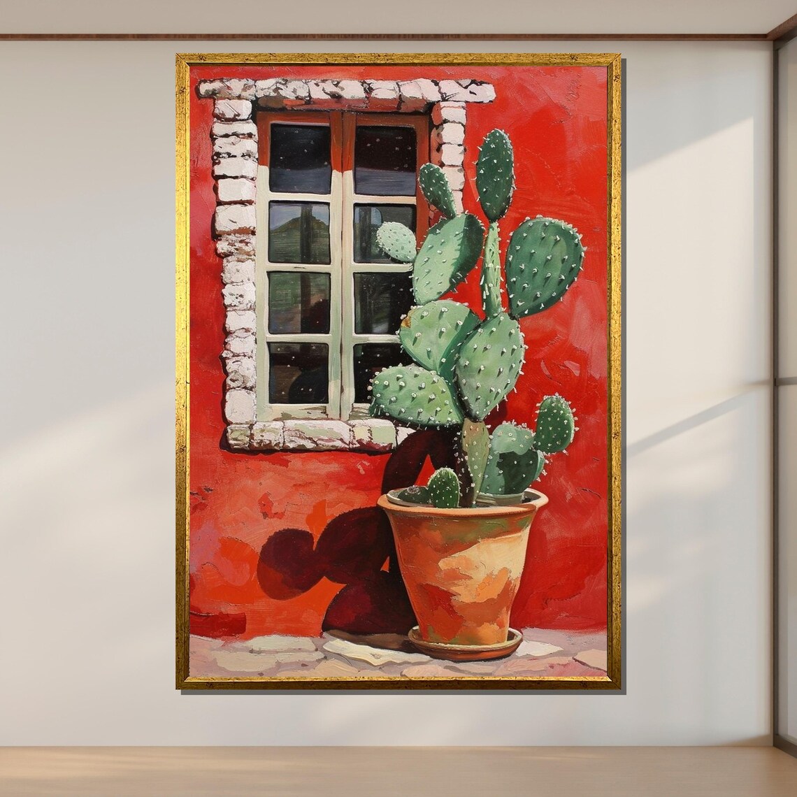 Cactus By The Window, Southwest Rustic Art Print