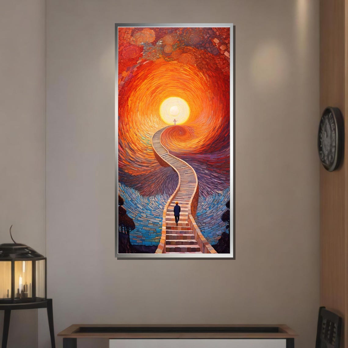 Stairway To The Sun Surreal Dreamscape Mosaic Sky Wall Art Poster - Image 3