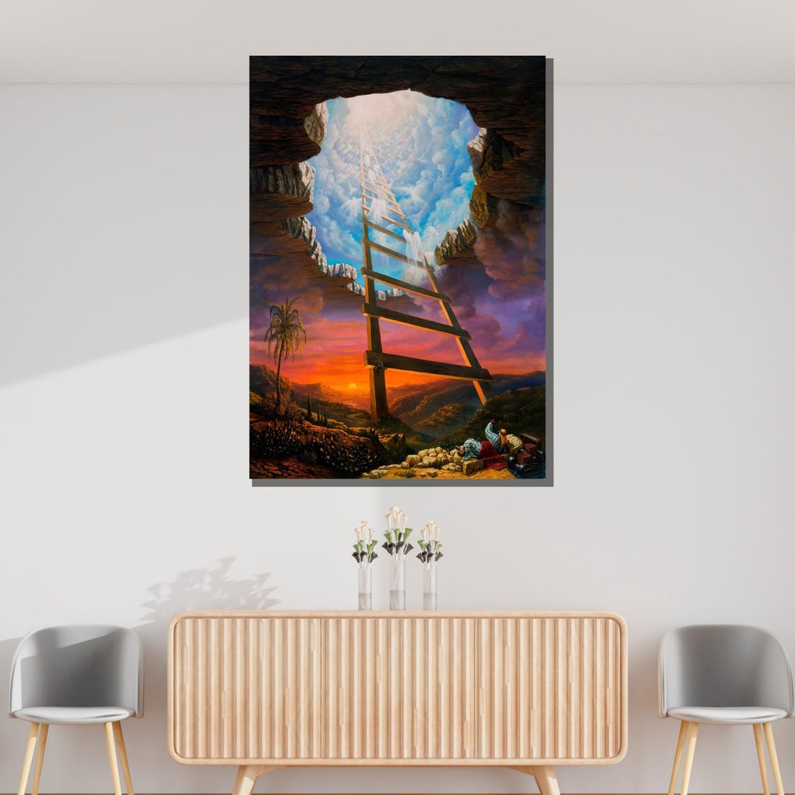 Jacob's Ladder To Heaven Surreal Dreamlike Spiritual Sky Sunset Poster - Image 3