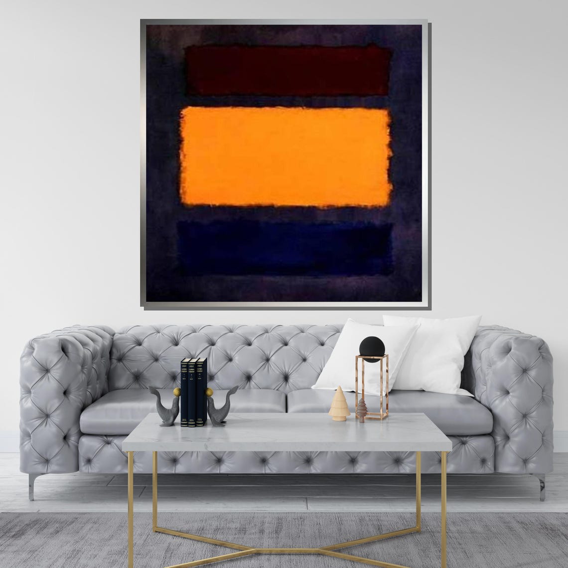 Bold Orange Block Navy Black Abstract Minimalist Color Block Poster - Image 3