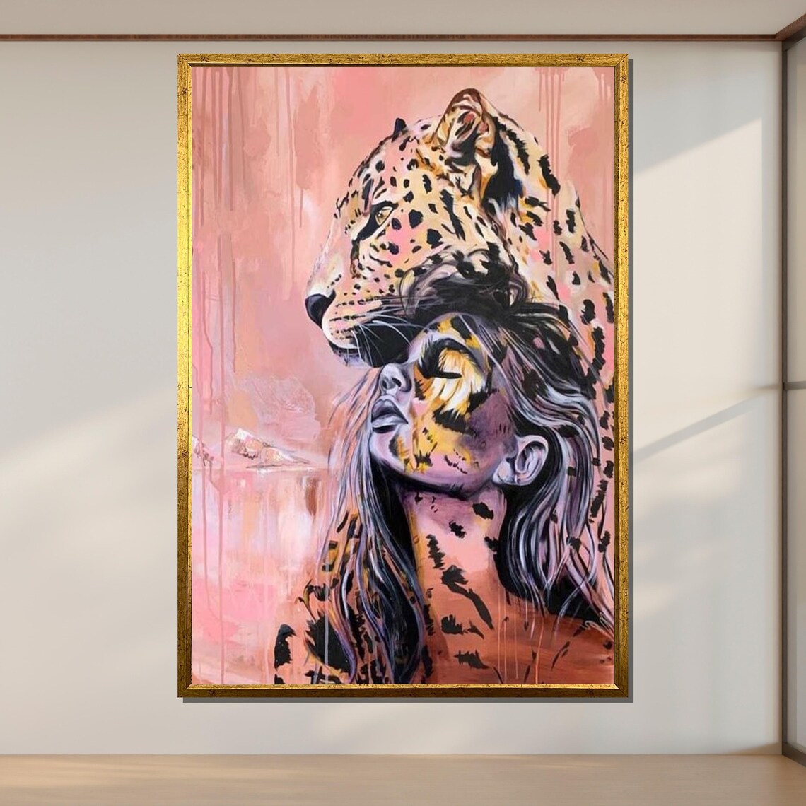 Leopard Woman Portrait, Animal Spirit Art Print
