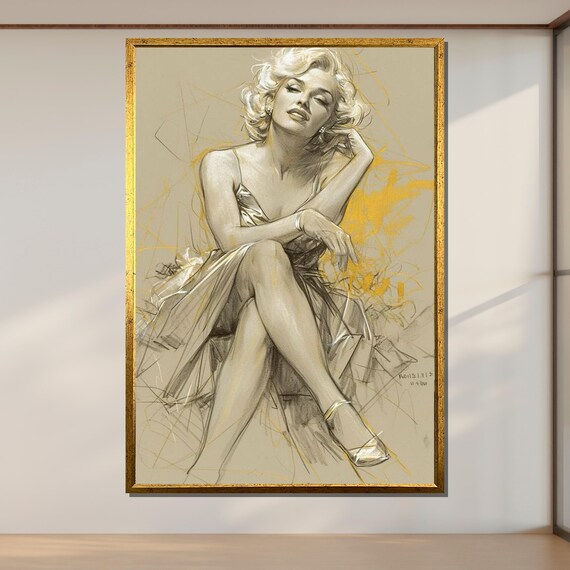 Classic Hollywood Glamour Blonde Beauty Sketch Portrait Elegant Wall Poster