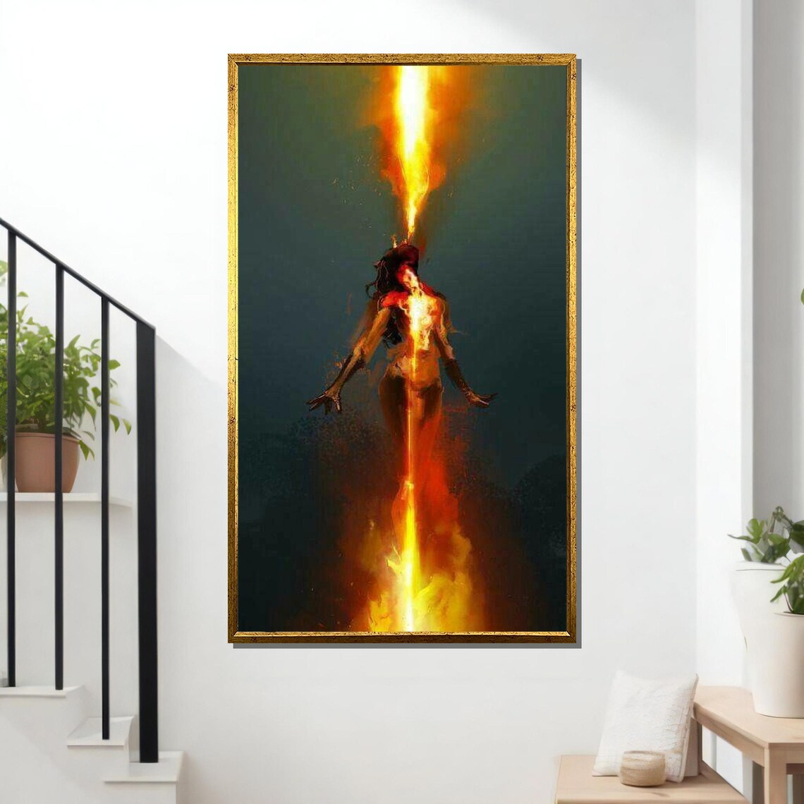Woman Of Fire Rising Flames Empowered Surreal Female Figure Poster