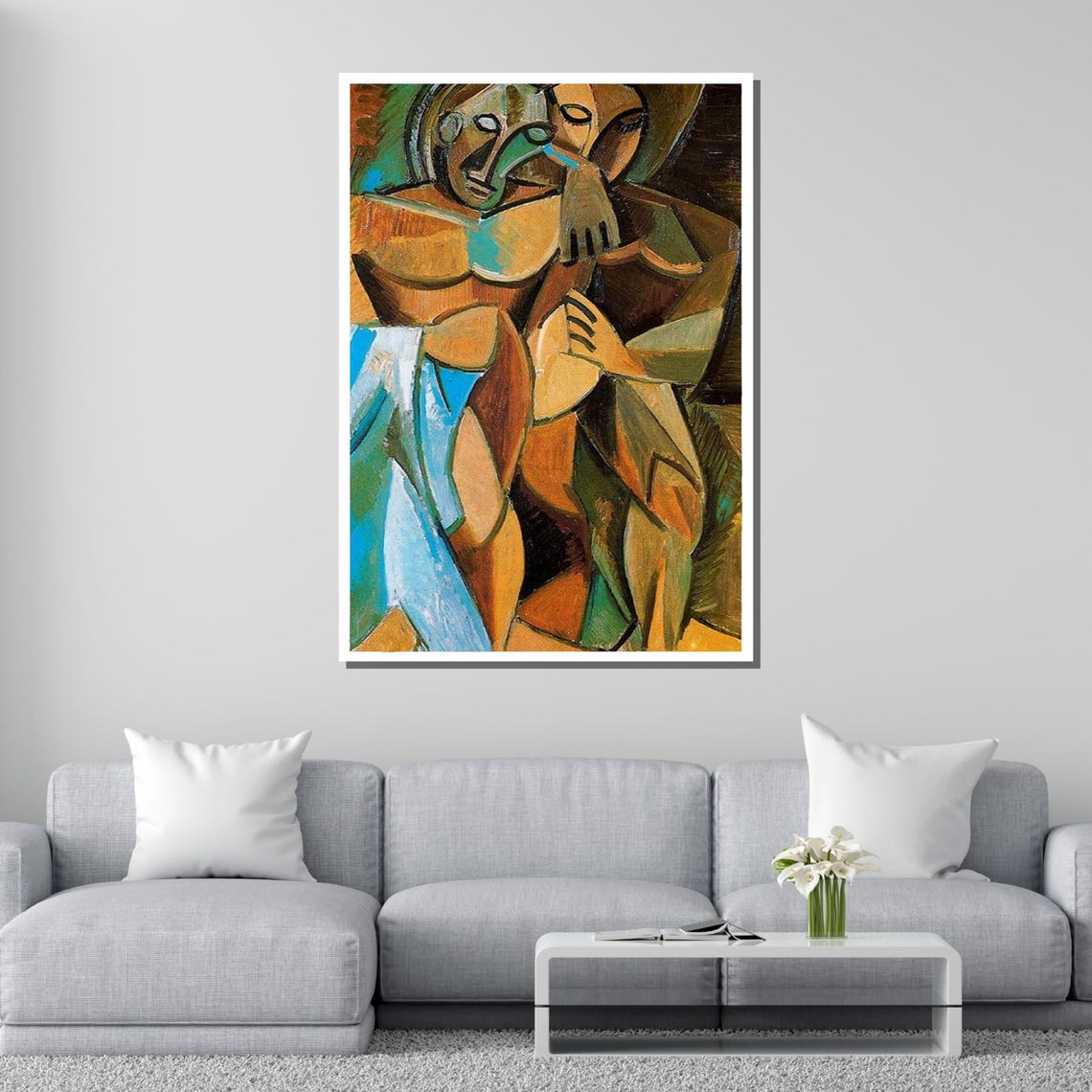 Cubist Lovers Abstract Couple Art Picasso Inspired Wall Decor Modern Art Print Ready To Hang - Image 2