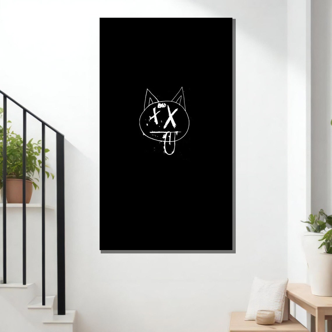 Bad Kitty Graffiti Cat Minimalist Black White Urban Art Poster - Image 3