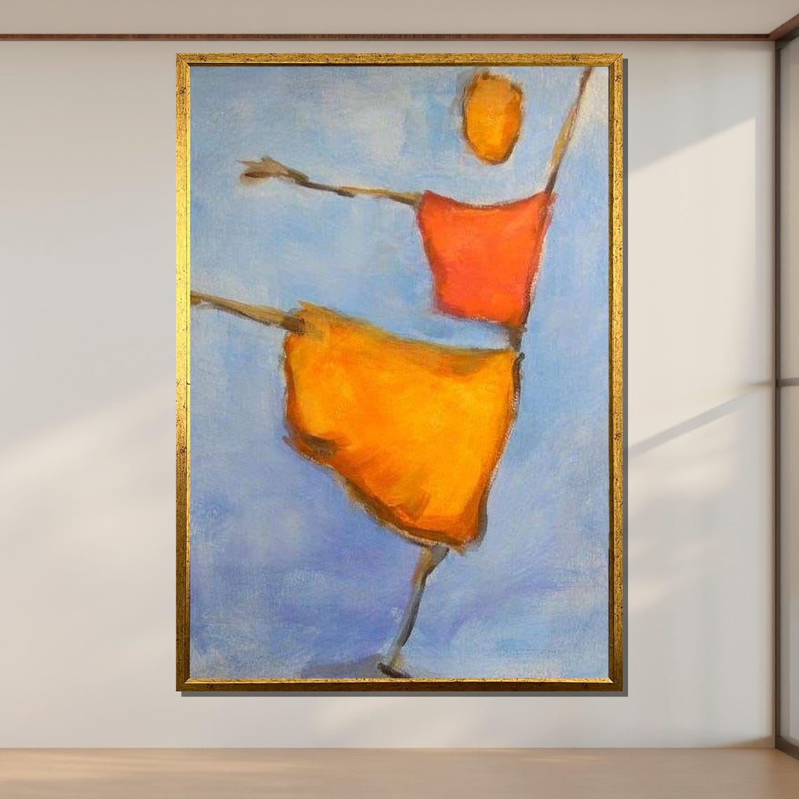 Joyful Abstract Dancer Vibrant Wall Art Minimalist Print Modern Home Decor Ready To Hang Art