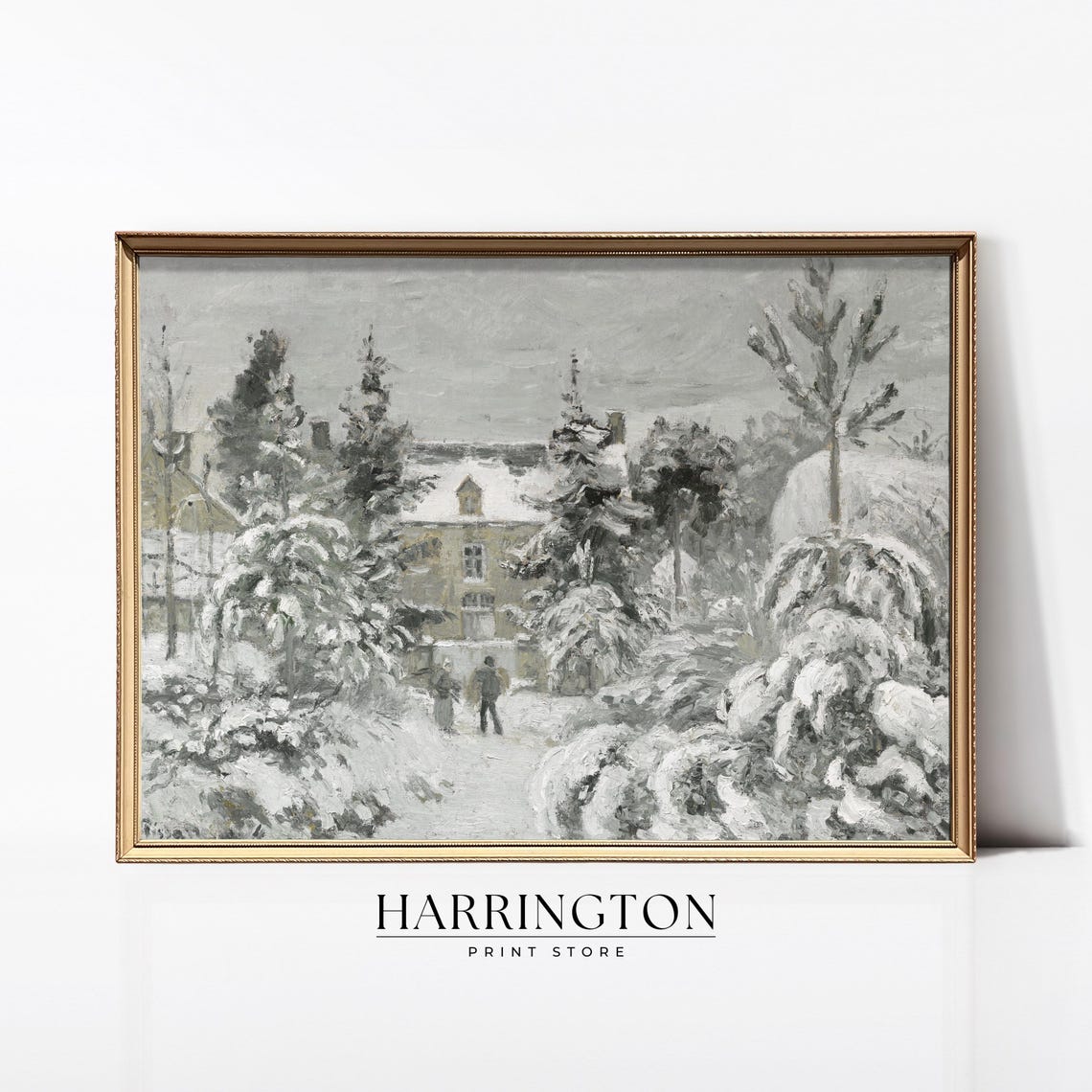 Christmas Winter Landscape Print Christmas Wall Art Holiday Farmhouse Vintage Christmas Painting Farmhouse Decor Snowy Landscape Print