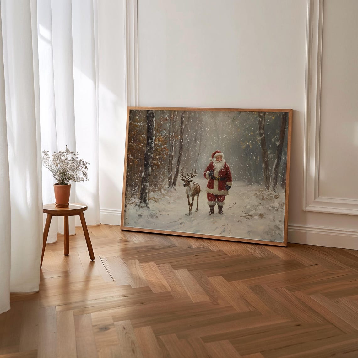 Christmas Tree Oil Painting Winter Landscape Wall Art Farmhouse Oil Painting Christmas Tree Artwork Holiday Decor Trendy Xmas Wall Art - Image 2