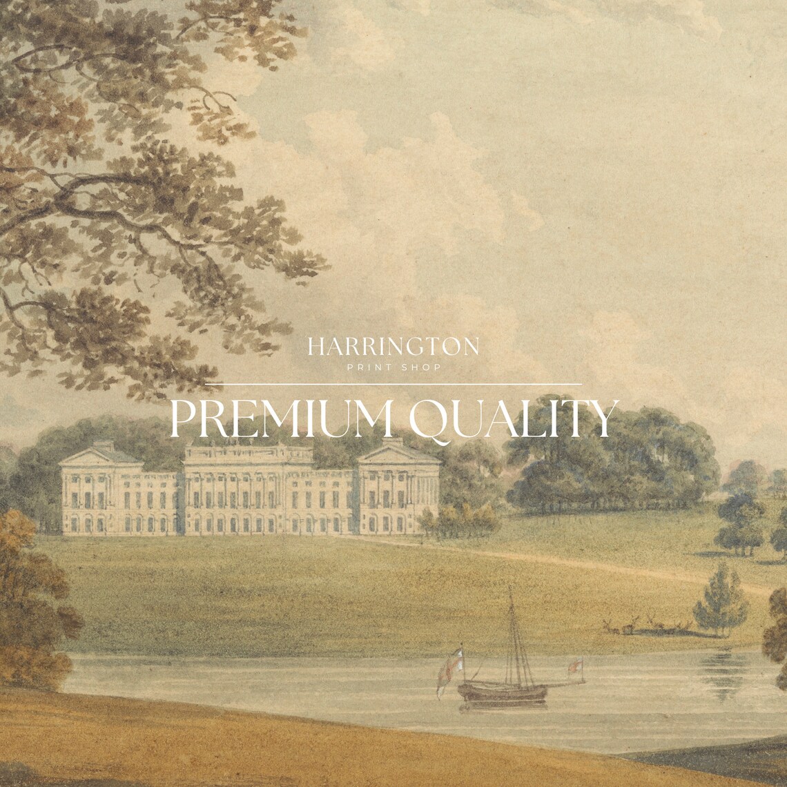 English Manor House Vintage Country Landscape Art Print - Image 5