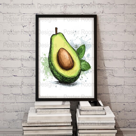 Avocado Art Print Kitchen Wall Decor Avocado Illustration Healthy Lifestyle Art Modern Kitchen Art Foodie Gift