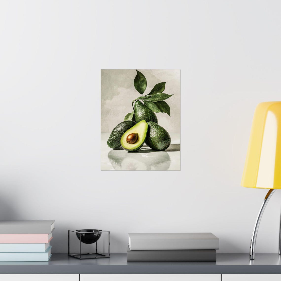 Four Avocados One Halved Photoreal Still Life Kitchen Poster - Image 2