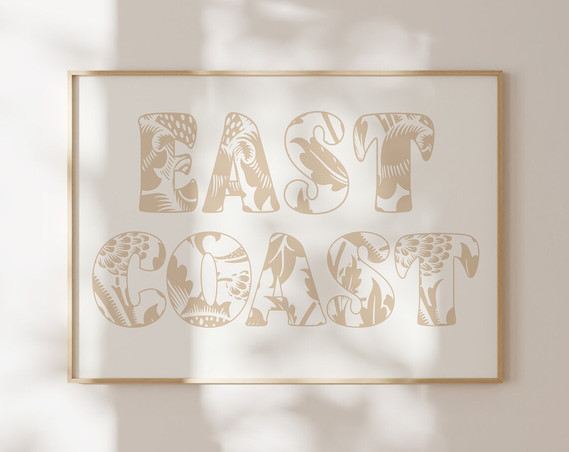 East Coast Print Coastal Cowgirl Decor Coastal Wall Art Minimalist Art Beige Text Poster Cowgirl Aesthetic Trendy Wall Art