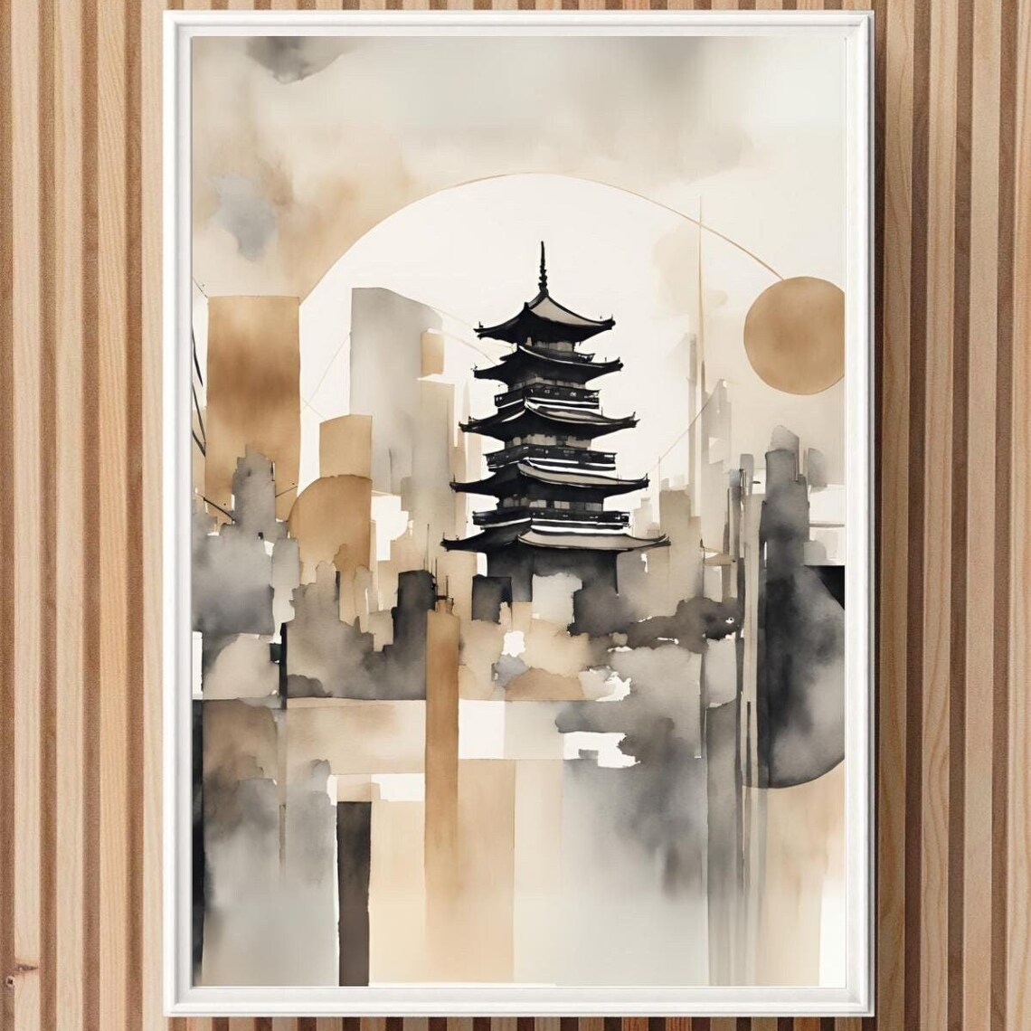Osaka Japan Watercolor Abstract Art Print