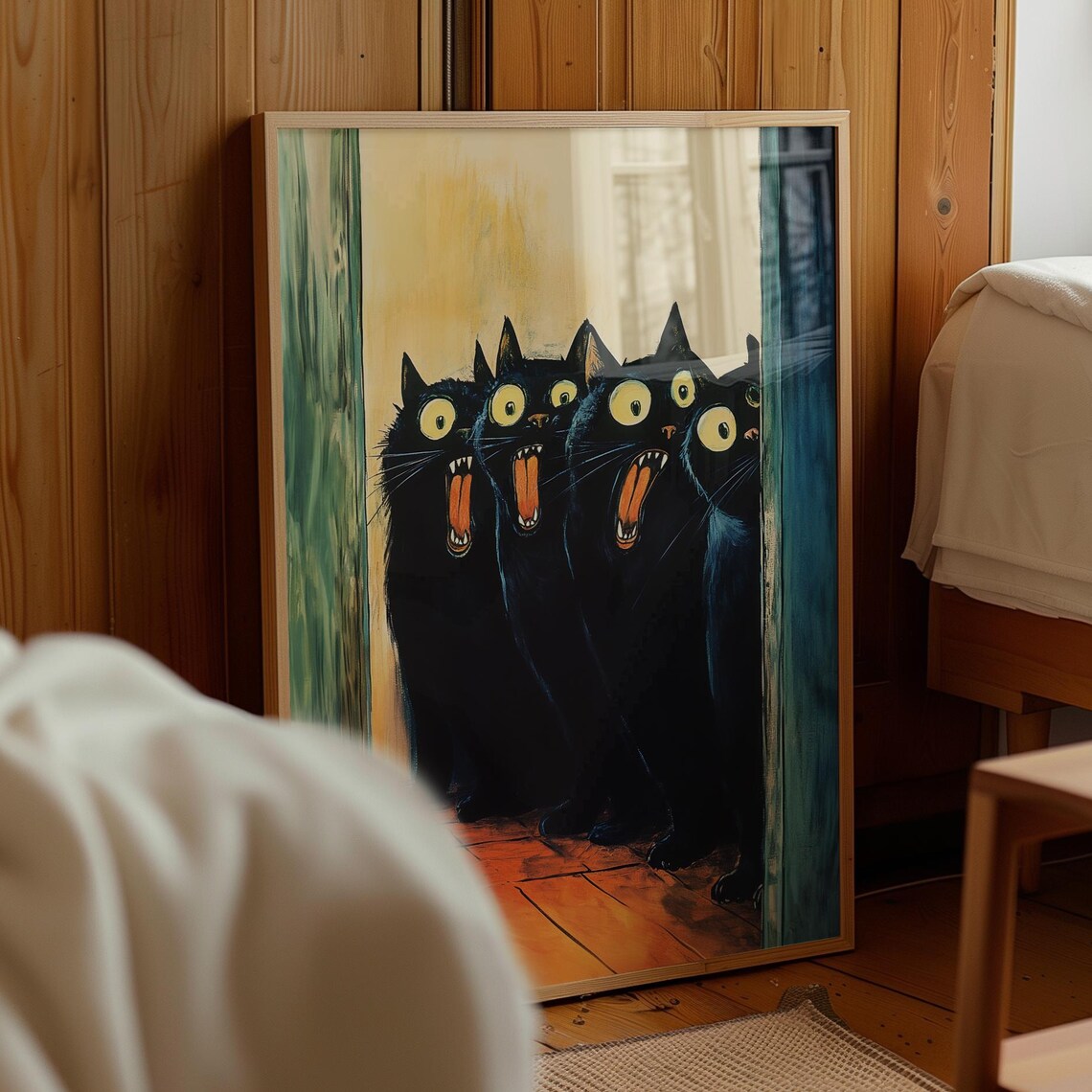 Funny Bathroom Cat Poster, Cozy Apartment Decor
