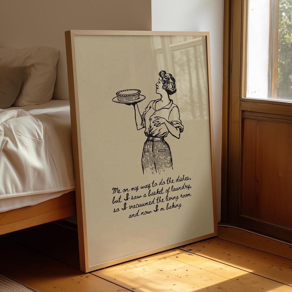 Retro Housewife Baking Poster Print