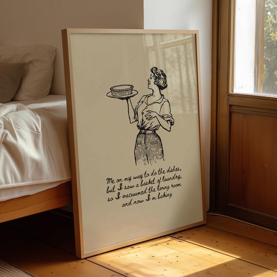 Retro Housewife Baking Poster Print