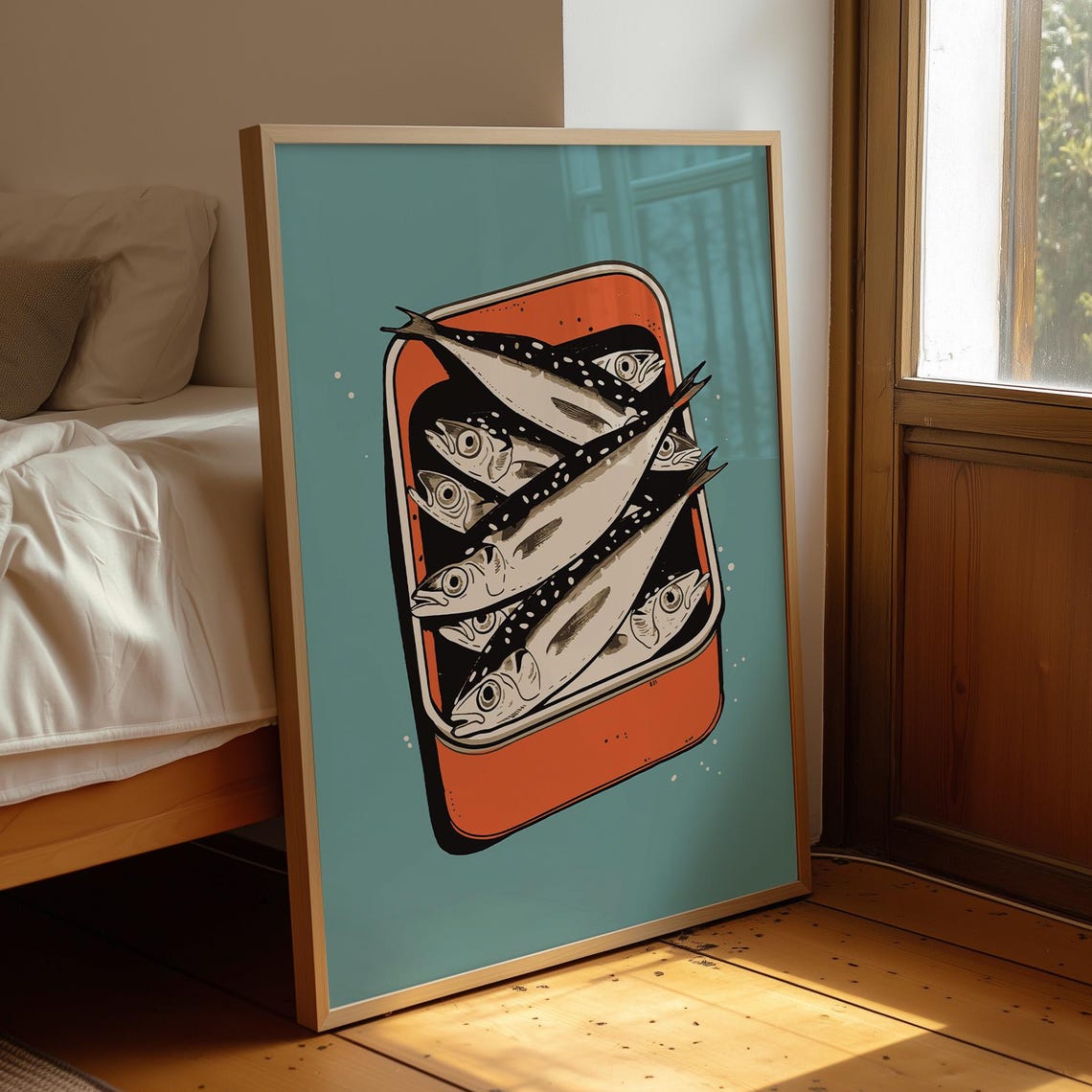 Sardines Wall Art Anchovy Print Quirky Kitchen Tinned Fish Digital Download