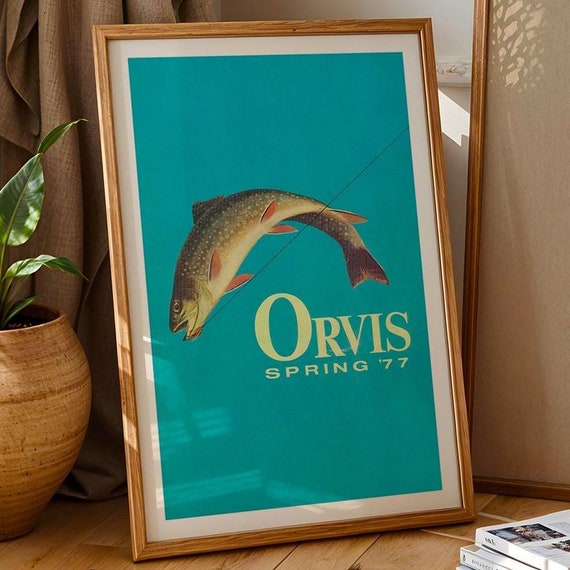 Retro Vintage Fishing Print Gift For Fisherman Art Poster Retro Angler Wall Decor Fly Fishing Artwork Outdoorsy Wall Art Fishing Dad