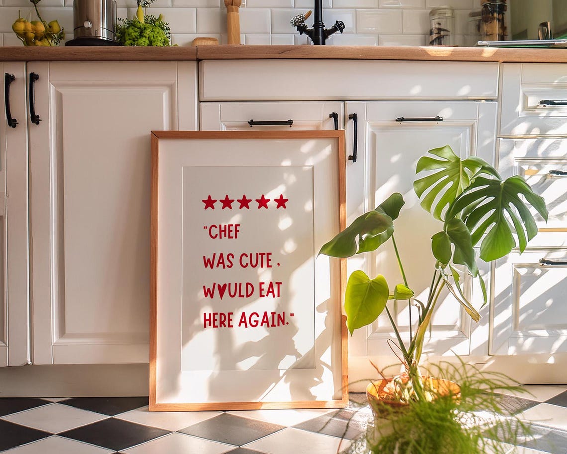 Five Star Review Chef Was Cute Would Eat Here Again Red Poster - Image 2