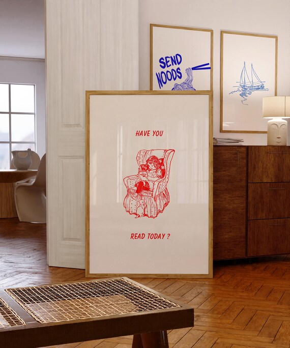 Have You Read Today Cream and Red Armchair Reading Club Poster