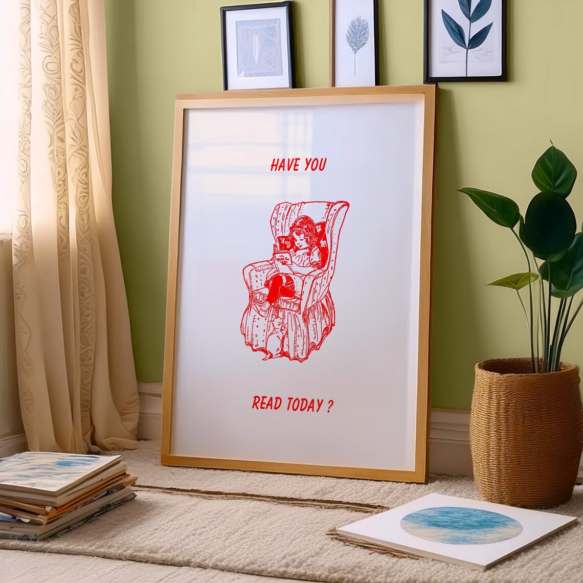 Have You Read Today Cream and Red Armchair Reading Club Poster - Image 4