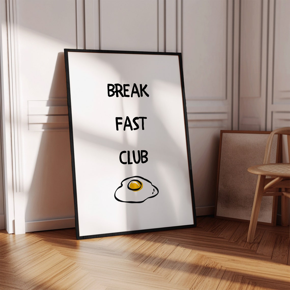 Breakfast Club Fried Egg Minimalist Black White Kitchen Poster - Image 2
