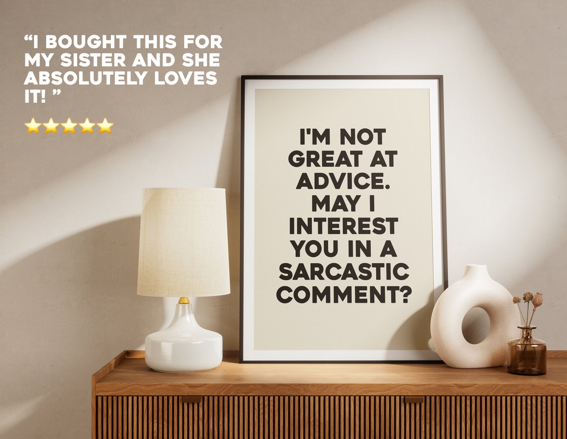 Not Great At Advice Funny Sarcastic Comment Poster Red on Pink Gift - Image 3