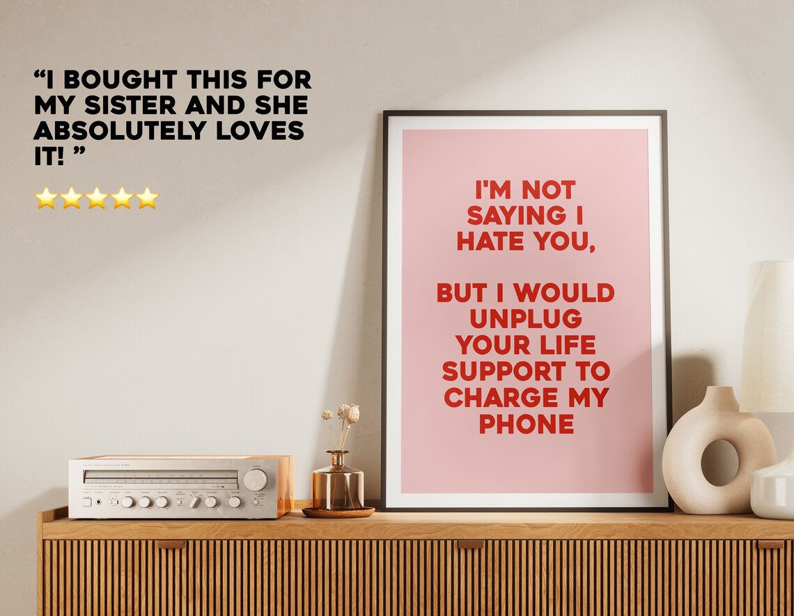 I Would Unplug Your Life Support Funny Sarcastic Poster Phone Quote Gift - Image 2