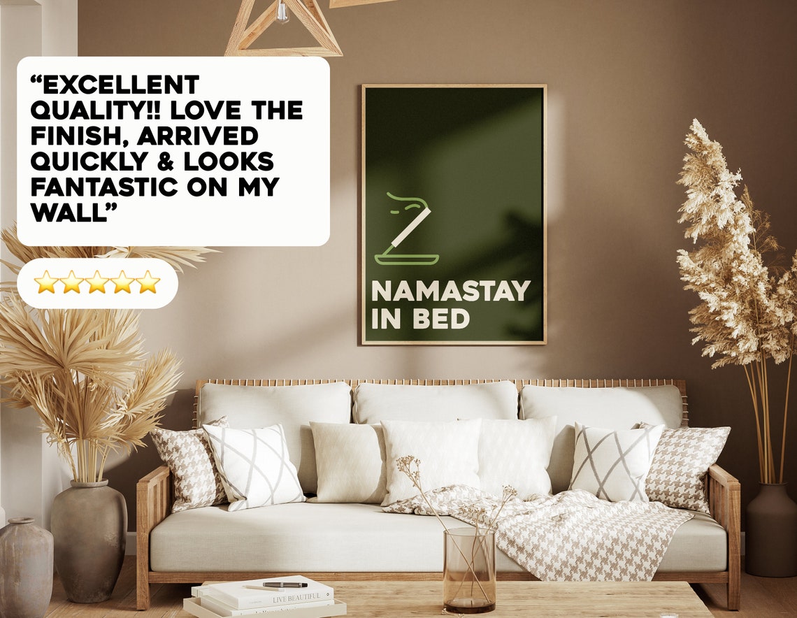 Namstay In Bed Wall Art Life Quote Print Meditation Art Print Bedroom Print Cream Poster Living Room Art Wall Decor Inner Peace Quote Poster - Image 2