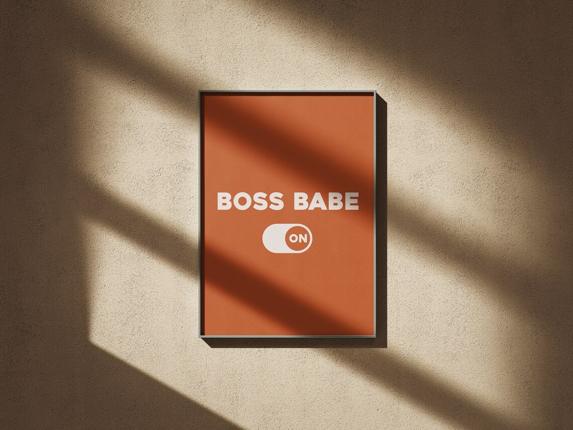 Boss Babe On Switch Motivational Poster Minimalist Pink Girl Boss Decor - Image 3