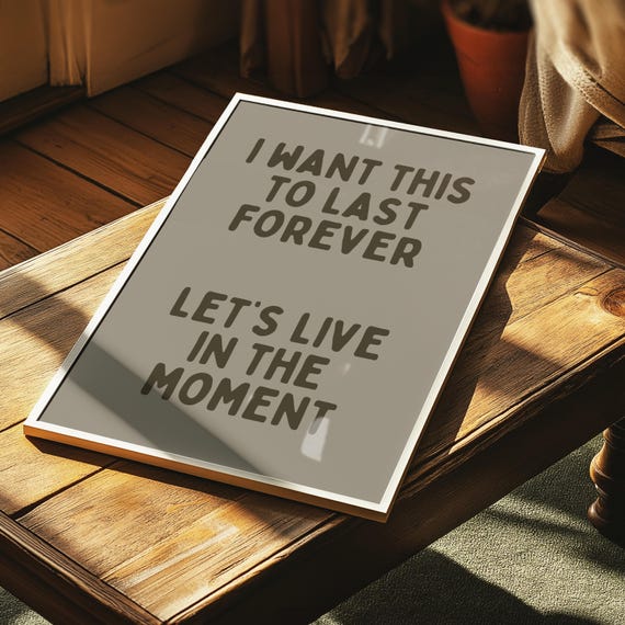 Lets Live In The Moment Silver Grey Wall Print Ibiza Colourful Funny Cute Birthday Art Gift Unique Funky House Music Poster Lyrics