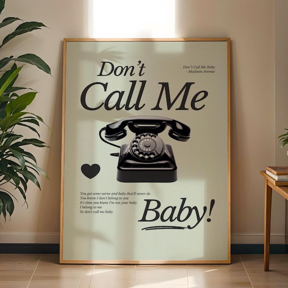 Don't Call Me Baby Madison Avenue Retro Telephone Lyric Poster