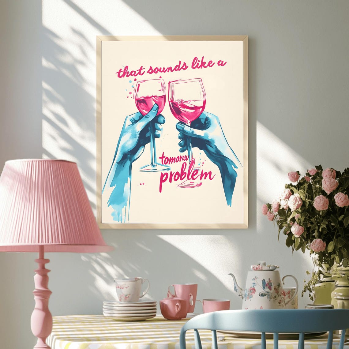 Cheeky Wine Glasses Clinking Funny Bar Cart Quote Art Decor Poster - Image 3