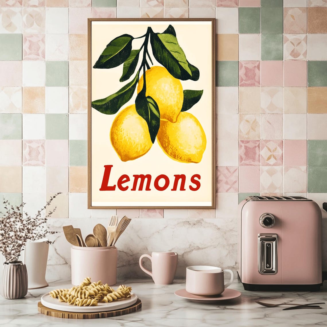 Bright Retro Lemon Branch Fruit Market Summer Kitchen Poster - Image 2