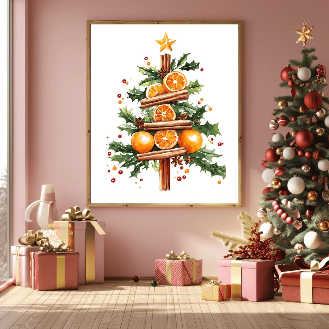 Cinnamon Stick Christmas Tree Orange Slices Star Anise Poster - Image 3