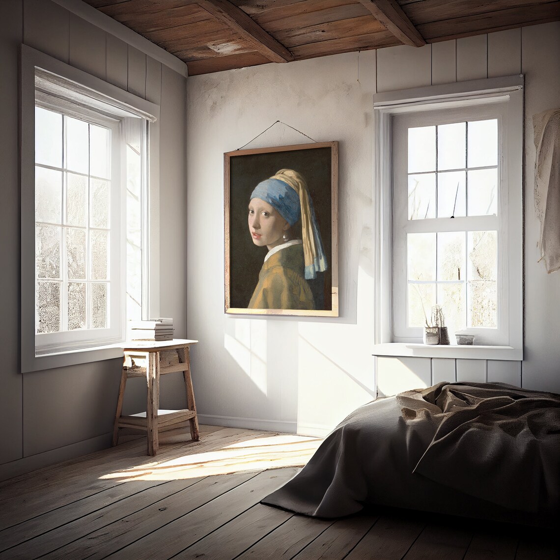 Antique Woman Portrait Painting Girl With A Pearl Earring Vintage Famous Wall Art Print Dutch Baroque Decor - Image 3