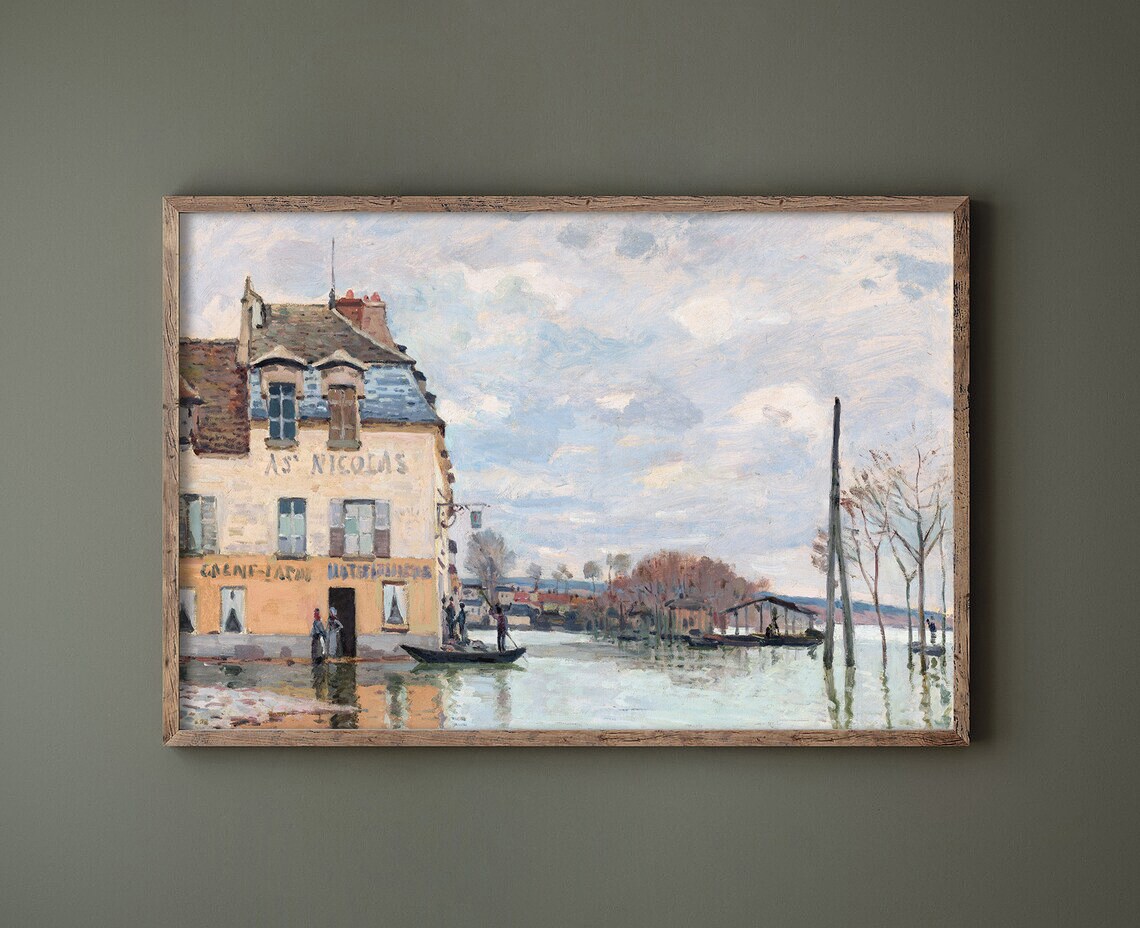 Sisley Flooded Restaurant By The Seine Impressionist French Poster - Image 3