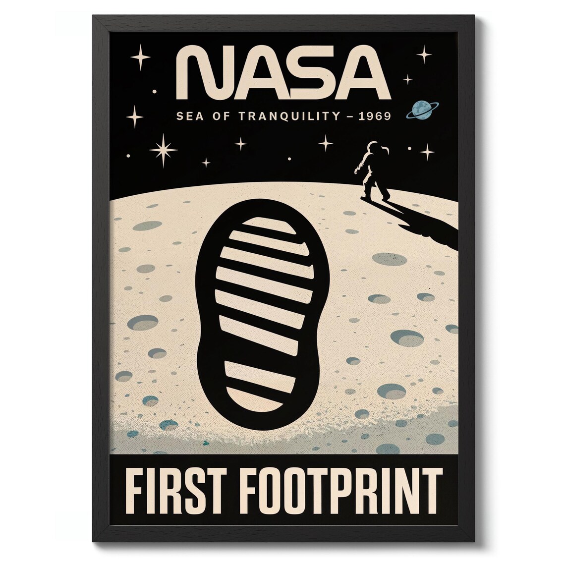 NASA Sea of Tranquility 1969 First Footprint Moon Landing Poster