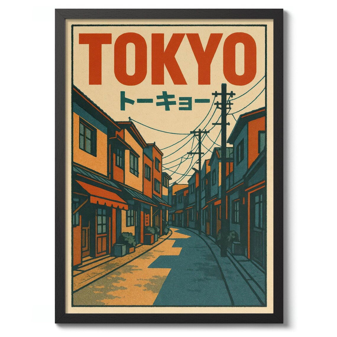 Tokyo Japan Vintage Old Town Street Retro Graphic Art Poster