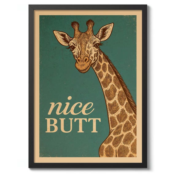 Nice Butt Typography Print Poster Bathroom Jokes Wall Art Decor Funny Toilet Gift