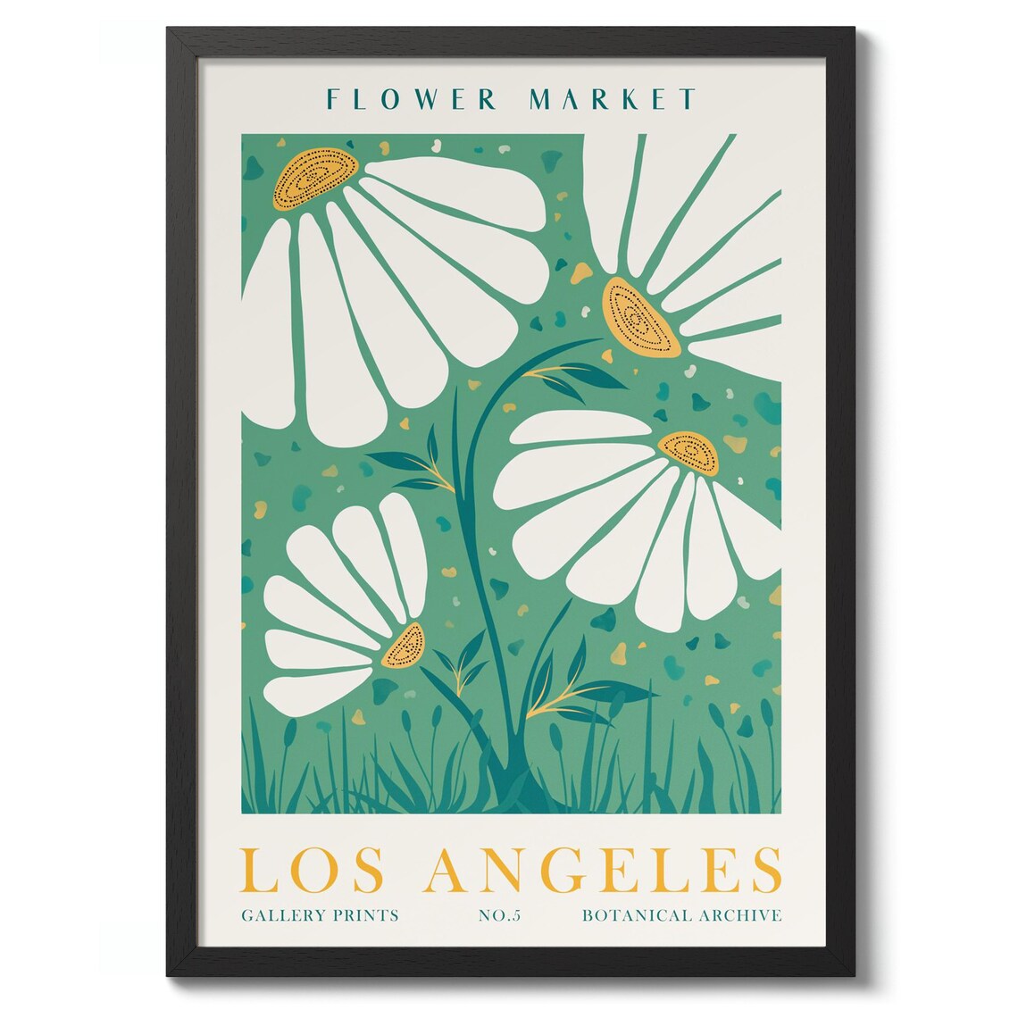 Los Angeles Flower Market Teal Daisy Botanical Gallery Poster